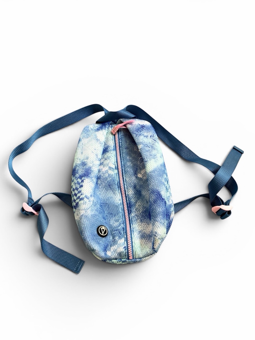 Ivivva by Lululemon | Teen Blue Tie-Dye Sling Backpack with Pink Zipper